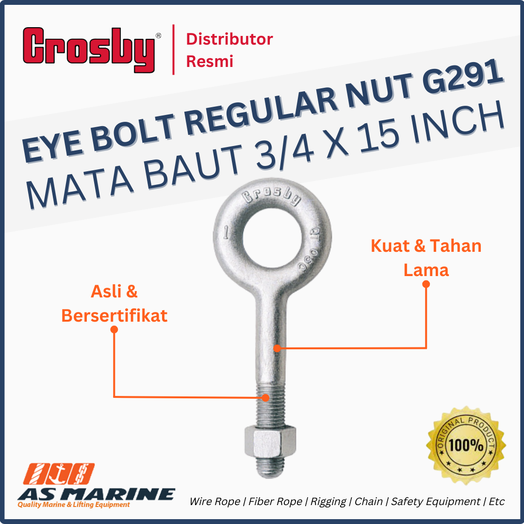 crosby usa eye bolt atau mata baut g291 general nut 3/4 x 15 inch